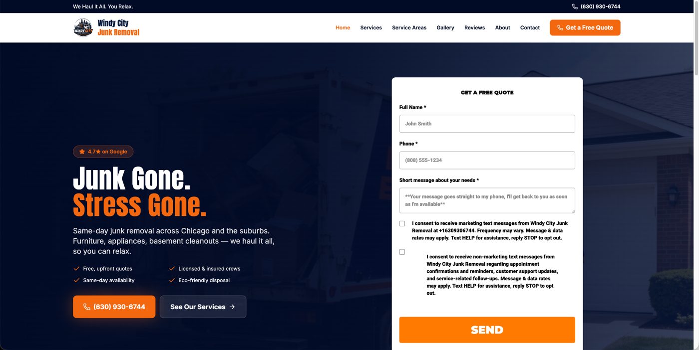 Junk removal website