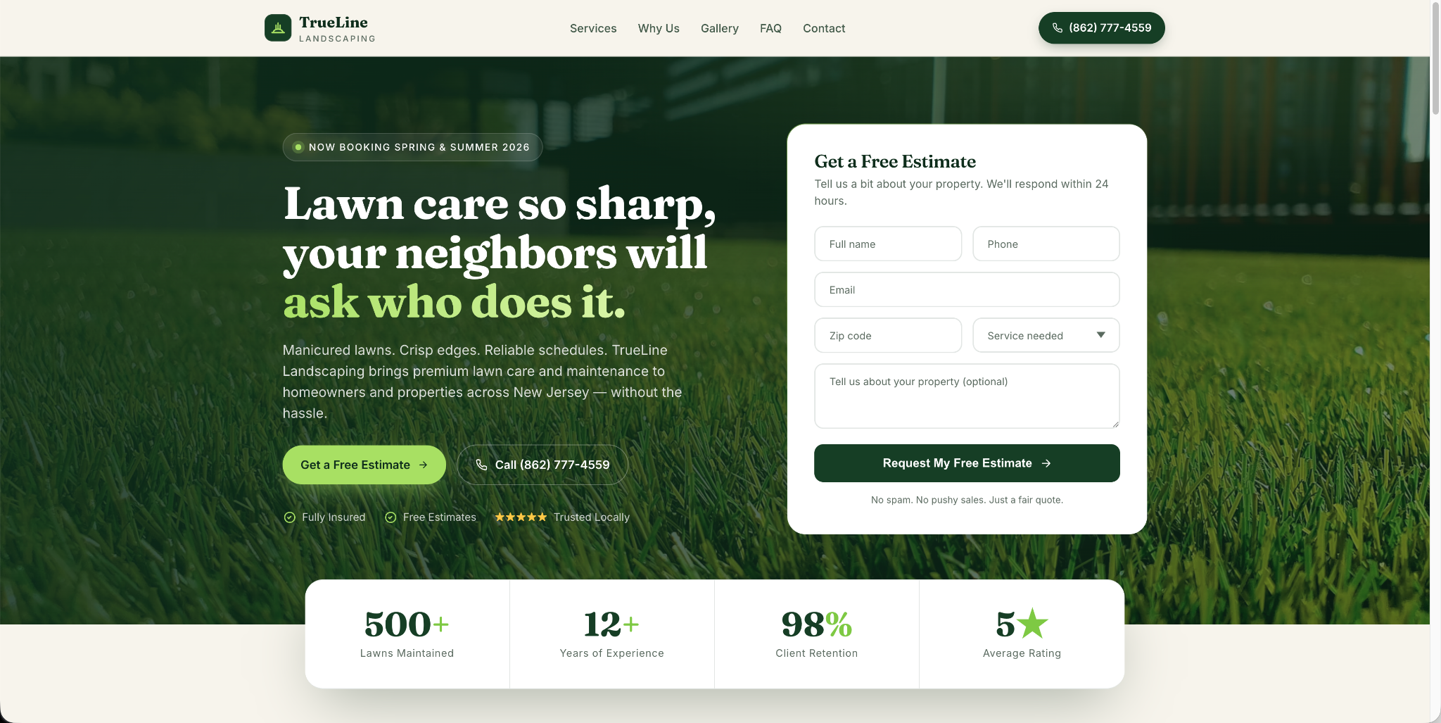 Landscaping website built by Coderra AI